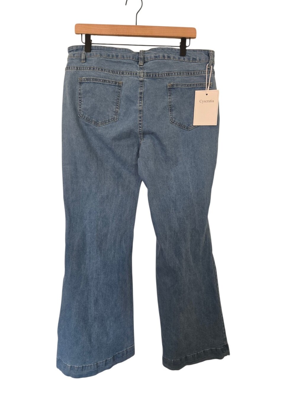 ✨ NWT Cyscratia Button Front Flare Jeans XXL Boho Wide Leg Denim - Picture 4 of 6